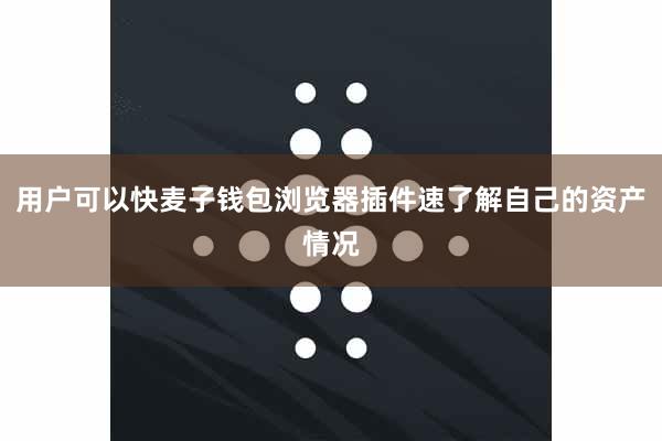 用户可以快麦子钱包浏览器插件速了解自己的资产情况