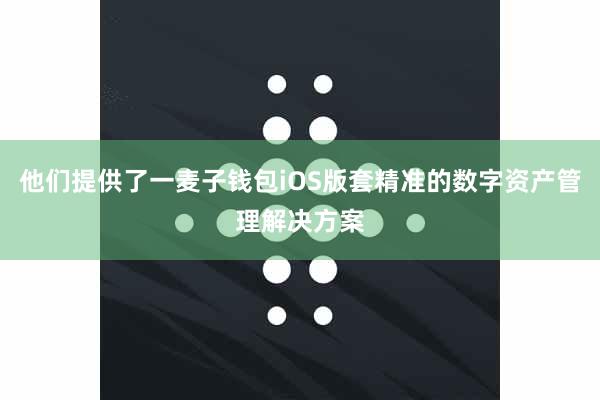 他们提供了一麦子钱包iOS版套精准的数字资产管理解决方案